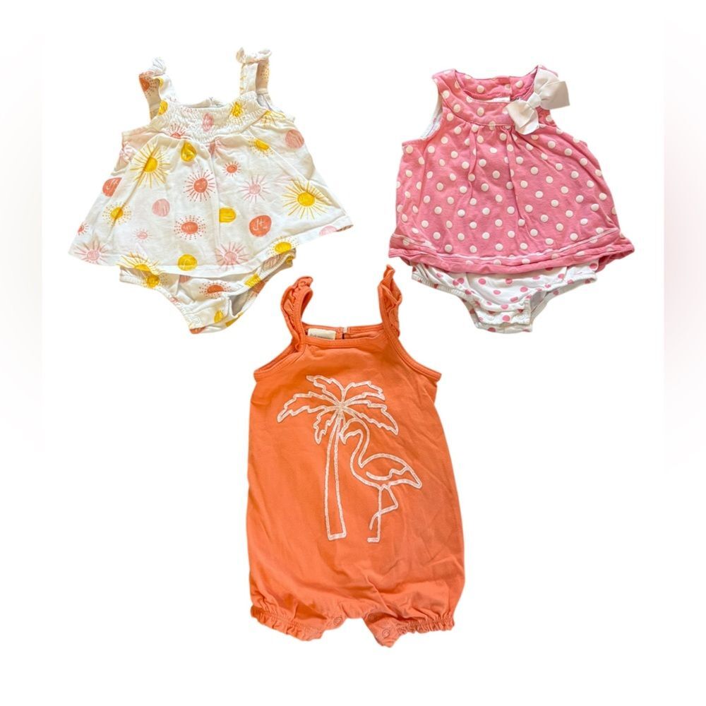First Impressions Baby Girl Summer Rompers Set of 3 Size 6-9 Months Cotton
